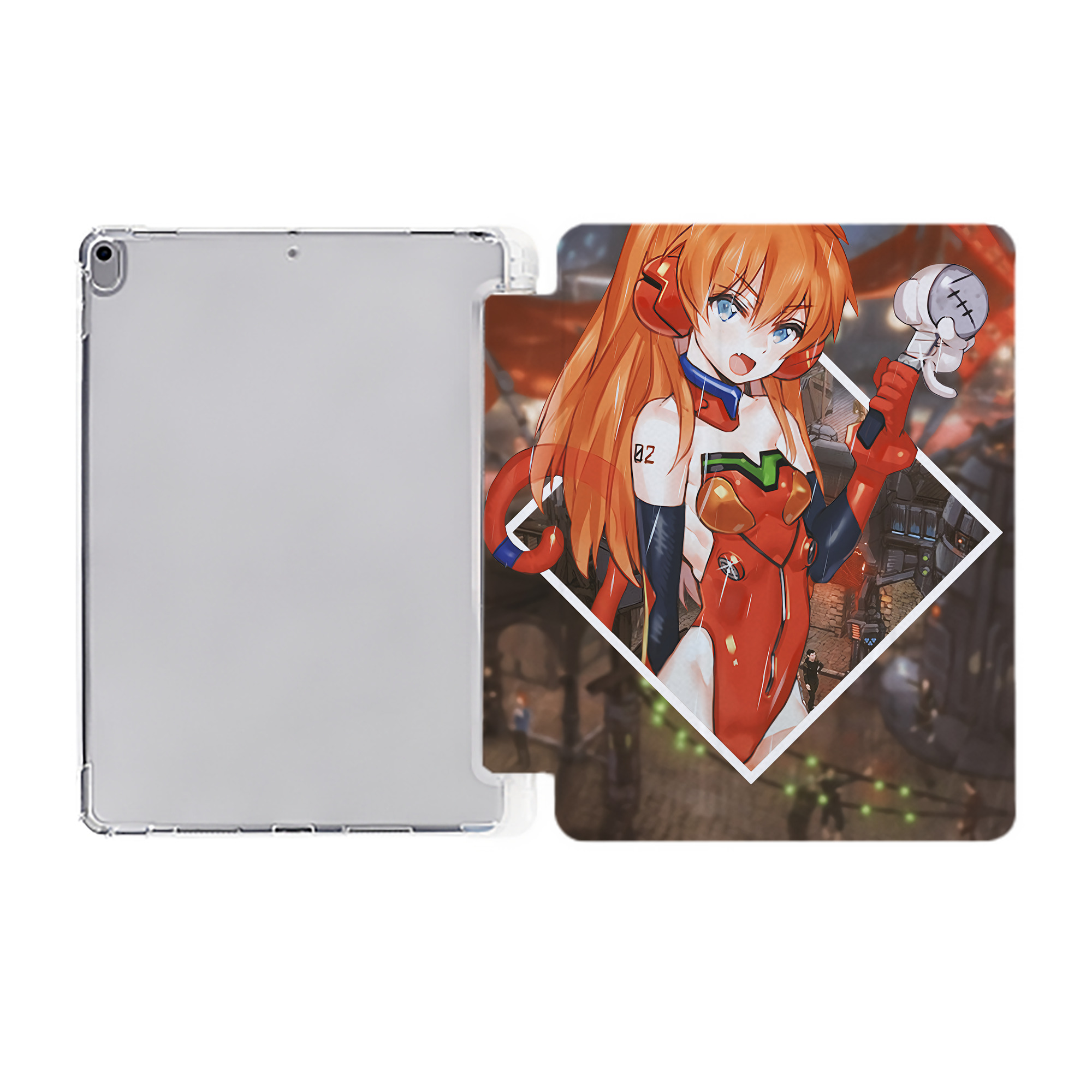 （画像用） EVA 新世紀エヴァンゲリオン IPad ケース ペン収納付き 三つ折りスタンド PUレザー×シリコン 対応機種9.5/10.5/10.9インチ